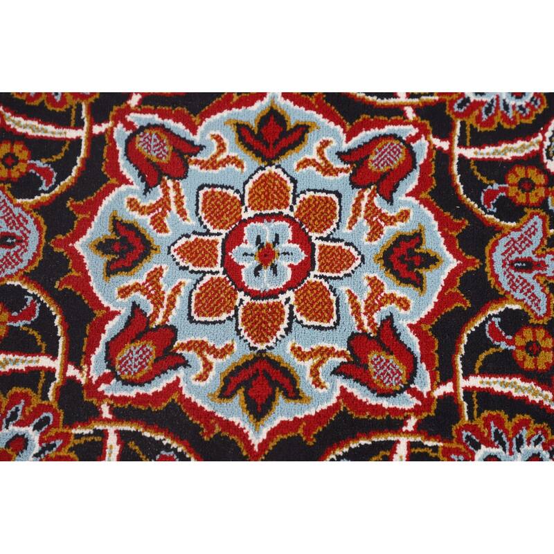 Floral Red Kashan Turkish Area Rug Machine-Made Oriental Carpet - 9'7" x 12'10"