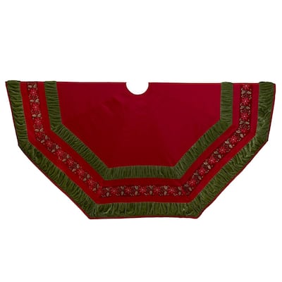 Kurt Adler 72-Inch Red and Green Gathered Border Tree Skirt - Multi