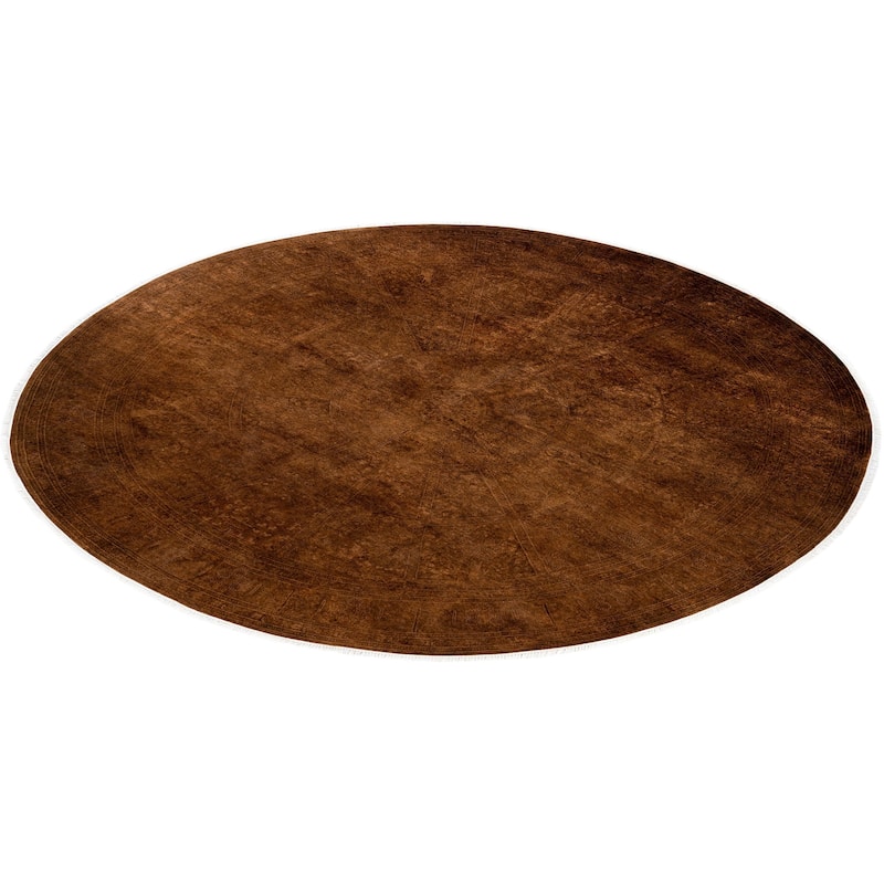 Overdyed One-of-a-Kind Hand-Knotted Area Rug - Brown - 8' 1" x 8' 1"