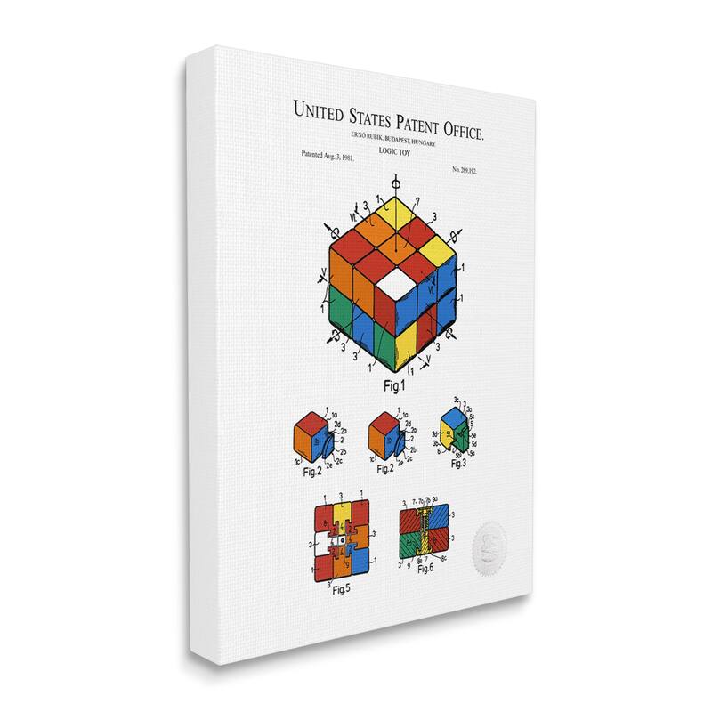 Stupell Logic Toy Patent Diagram Stretched Canvas Wall Art, Design by Karl Hronek