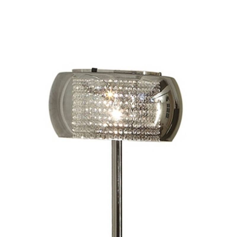 Hana 61 Inch Floor Lamp, Modern Crystal Glass Shade, Metal, Black Nickel