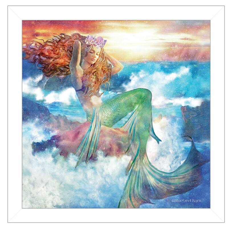 TrendyDecor4U "Sunset Mermaid" Framed Print Wall Art by Bluebird Barn Group