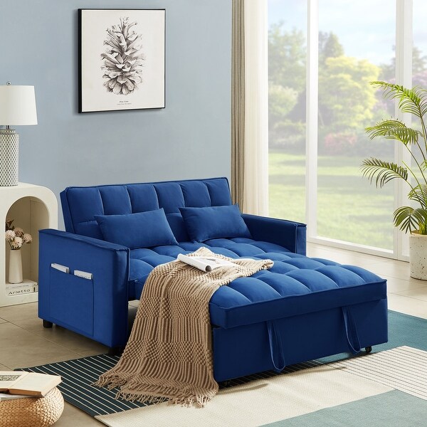 Velvet Convertible Loveseat Sleeper Sofa Couch with Adjustable Backrest 2 Seater Sofa Bed Bath Beyond 38083579
