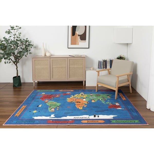 slide 2 of 7, Kids Collection Discover the World Navy Area Rug