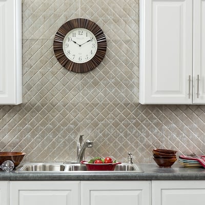Fasade Quilted Decorative Vinyl Backsplash 15 Sq Ft 15 Sq Ft Kit in Vintage Metal
