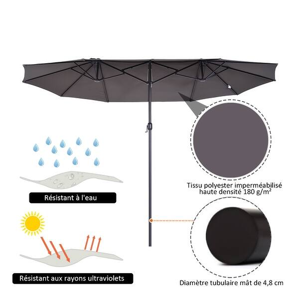 Shop Outsunny 15 Foot Steel Rectangular Double Sided Market Umbrella Overstock 28253547