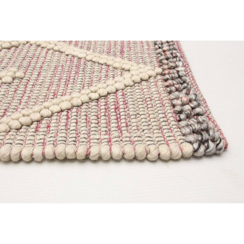 ECARPETGALLERY Braid weave Sienna Pink Wool Rug - 6'2 x 9'0