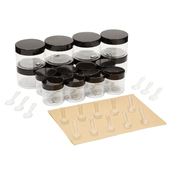 16-Pack Clear Plastic Jars with Lids Label Spatulas Included - Bed Bath ...