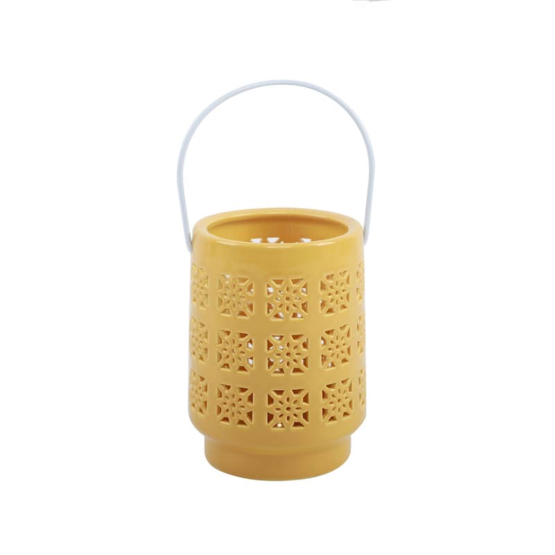6.25In Led Pieced Star Ceramic Lantern