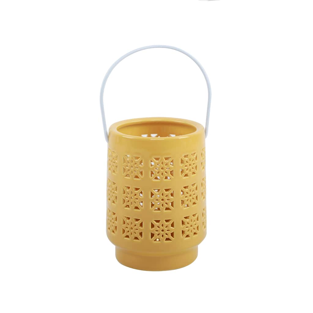 6.25In Led Pieced Star Ceramic Lantern