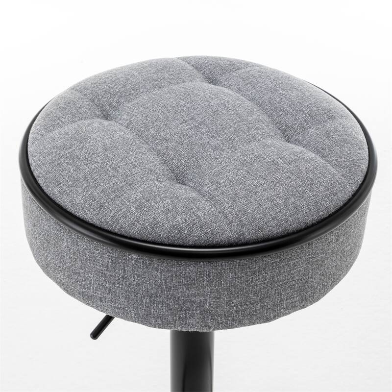 Round Storage Bar Stool Set of 2,Height Adjustable with Metal Frame