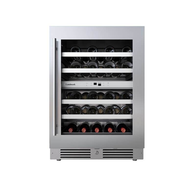 Landmark L3124UI2WGRH 24" Wide 37 Bottle Capacity Panel Ready Wine and - Stainless Steel