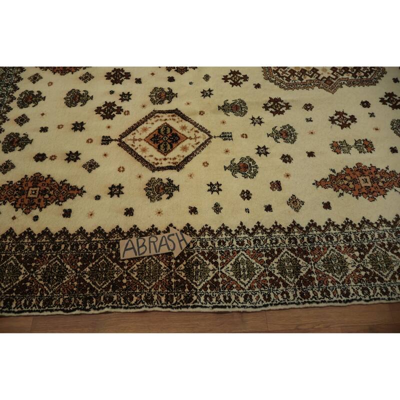 Hand Knotted Oriental 100% Wool Carpet Modern Floral Beige & Ivories Moroccan Area Rug - 10' 1'' X 7' 1''