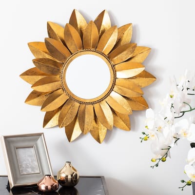 SAFAVIEH Larcen 22-inch Gold Flower Round Mirror - 22" W x 3" L x 22" H