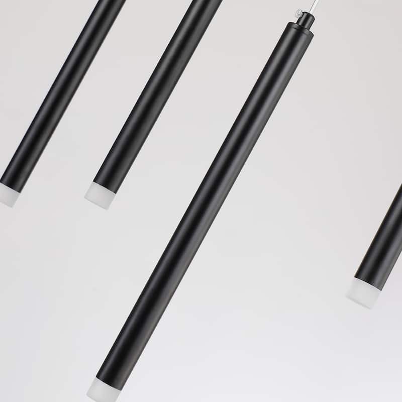 14 Light Linear LED Integrated in Black or Gold Cluster Chandelier, Luxury Kitchen Island Dining Room Pendant