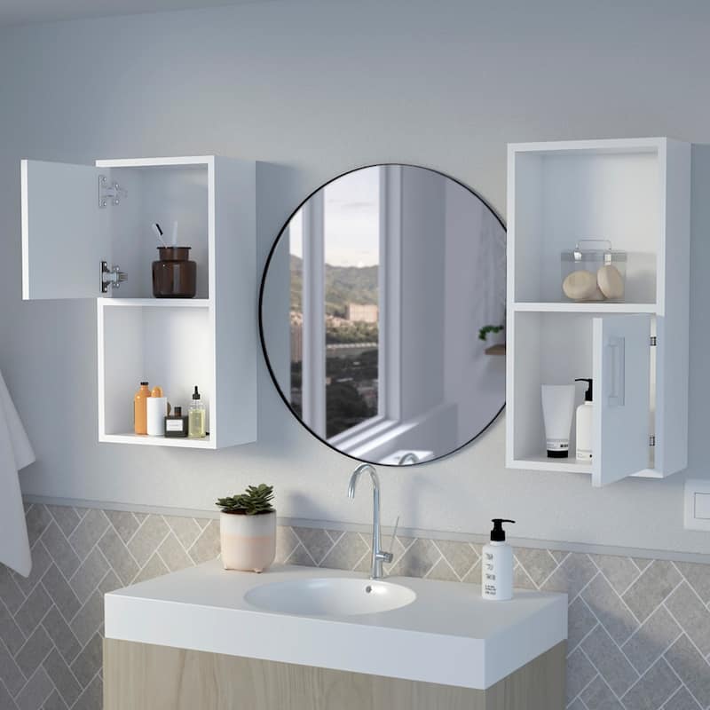 Florence Wall-Mounted Medicine Cabinet - 23.7" H, 11.8" W, White Finish, Contemporary Bathroom Storage