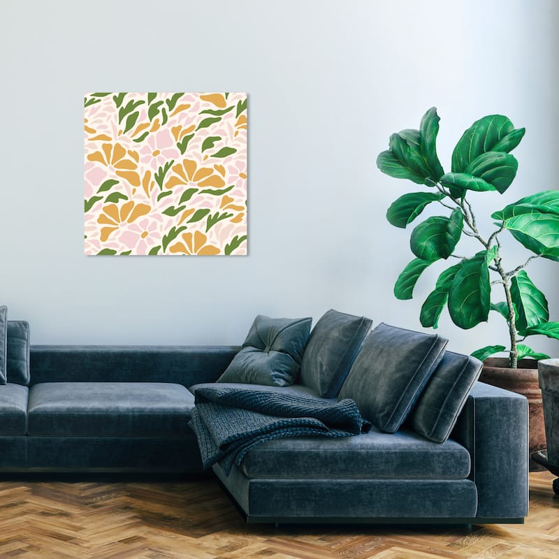 Wynwood Studio Canvas Fashion and Glam Floral Garden Pattern II Green Modern & Contemporary Wall Art Canvas Print