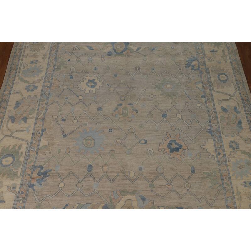 Grey Oushak Turkish Area Rug Vegetable Dye Handmade Wool Carpet - 8'9"x 11'8"