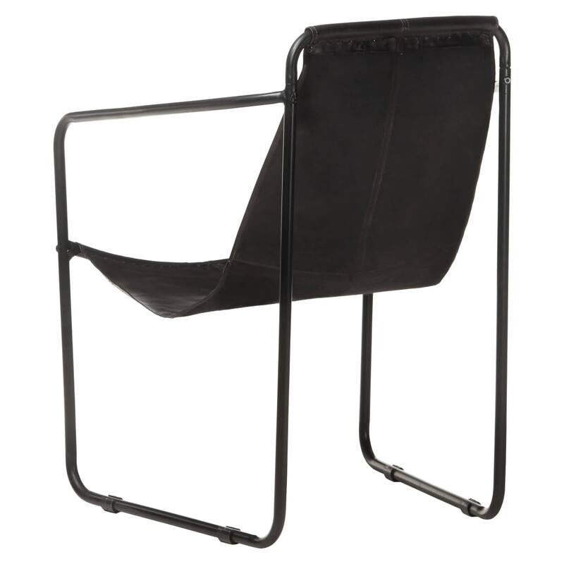 vidaXL Relaxing Armchair Black Real Leather - 23.2" x 23.6" x 31.9"