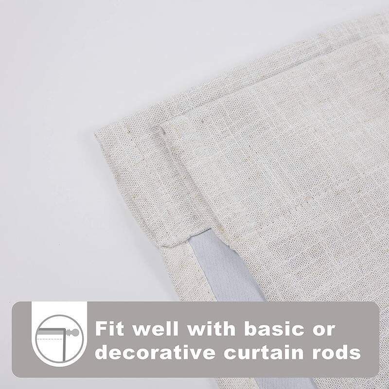 DriftAway Blackout Linen Textured Solid Basic Room Darkening Thermal Insulated Tie Up