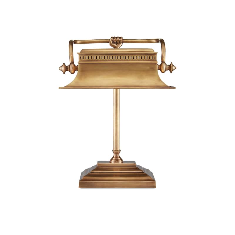 Currey & Company Malvasia Brass Desk Lamp - 19"h x 13.5"w x 6.25"d