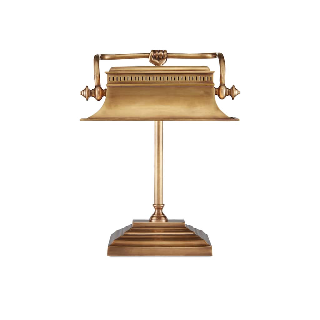 Currey & Company Malvasia Brass Desk Lamp - 19"h x 13.5"w x 6.25"d