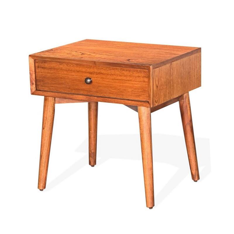 Orange Brown 1 Drawer 24 in. W Nightstand with Sturdy Hardware and Ample Storage