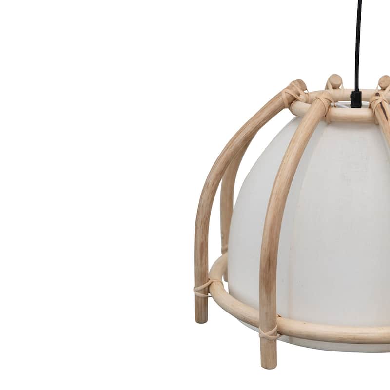 Rattan and Cotton Pendant Lamp
