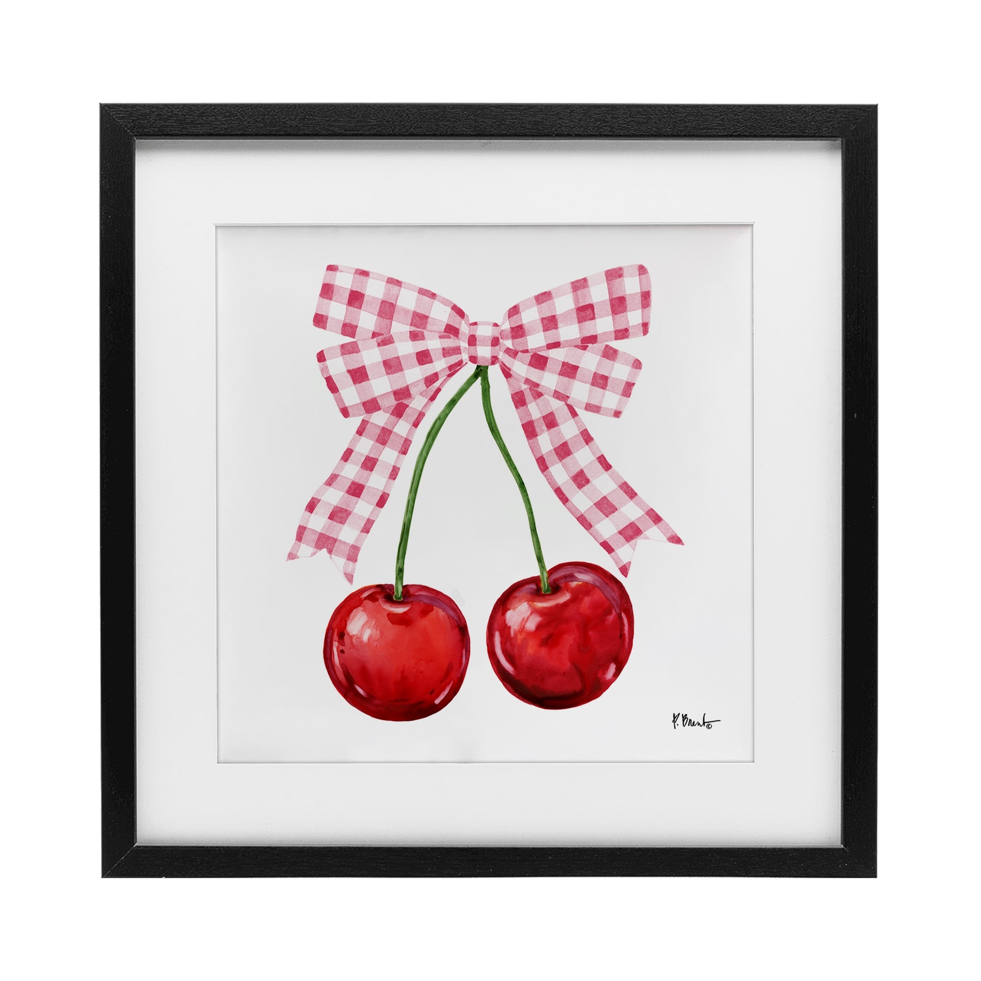 Stupell Lucky Cherries & Pink Bow Under Glass Framed Design By Paul Brent