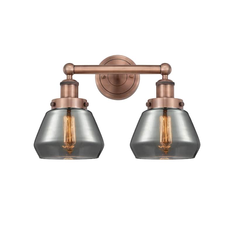 Innovations Lighting 616-2W-10-16 Fulton Vanity Fulton 2 Light 16" - Antique Copper / Plated Smoke