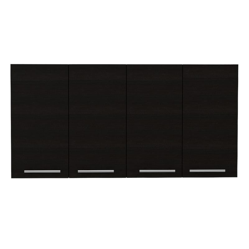 Stockton Rectangle Four Swing Doors Wall Cabinet Black Wengue - Black