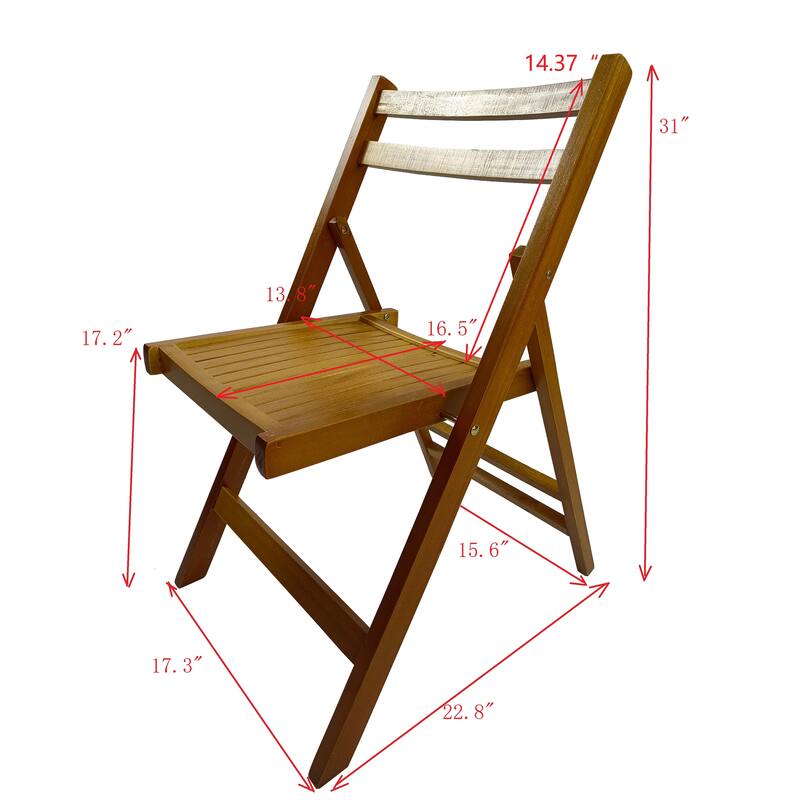Furniture Slatted Wood Folding Special Event Chair - Wood,Set of 4, Folding Chair, Foldable Style