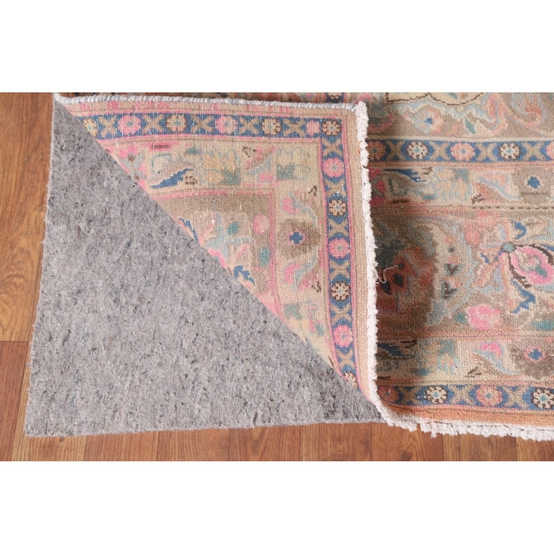 Hand Knotted Oriental 100% Wool Carpet Traditional Floral Oranges & Rust Mashad Area Rug - 11' 2'' X 8' 1''