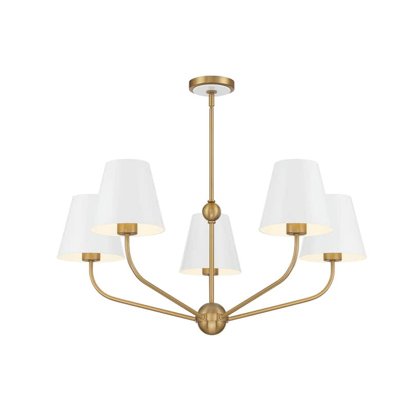 Crystorama Lighting Group XAV-B9315 Xavier 5 Light 28" Wide Chandelier - Vibrant Gold / White