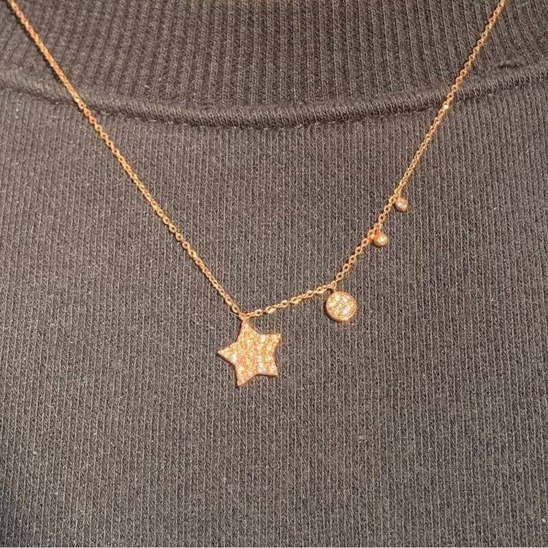 Joelle Collection Diamond Star Necklace 14K Gold 1/5 ct TDW Adjustable to 16-18-inch Chain