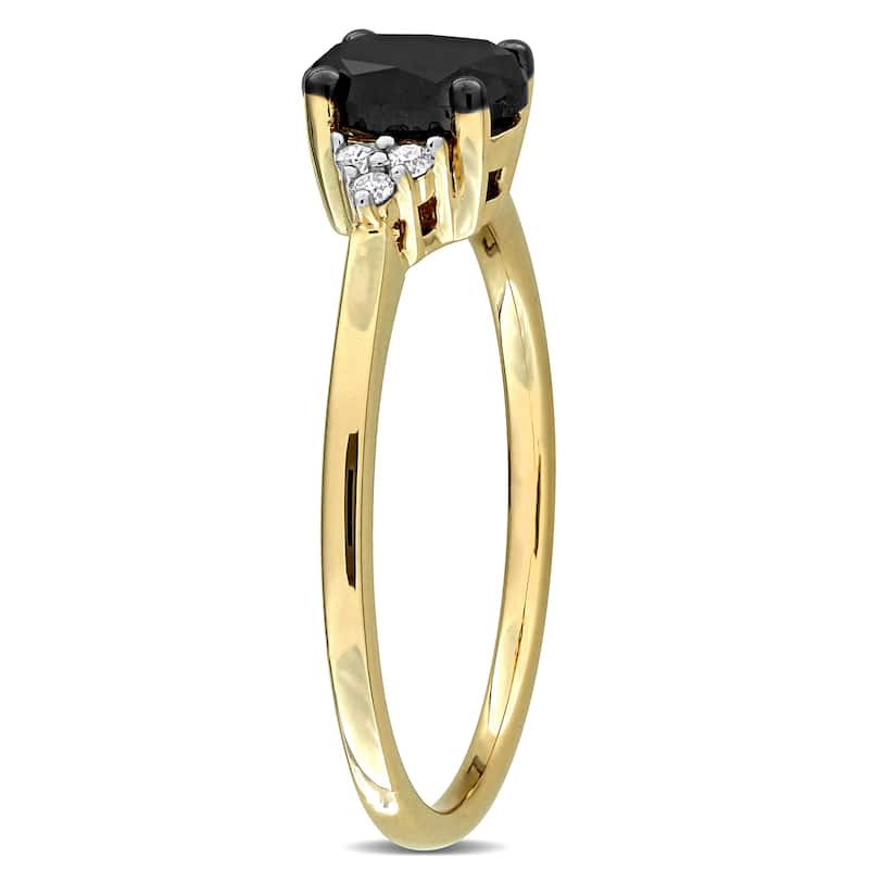 Miadora 1ct TW Black and White Diamond Ring in 14k Yellow Gold