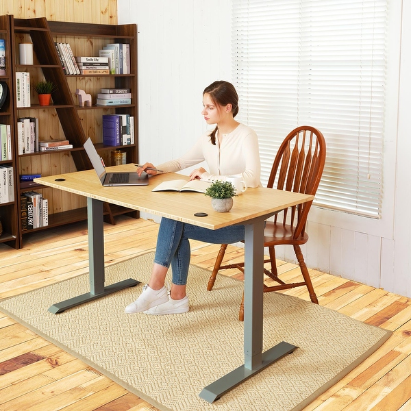 Bamboo top adjustable desk