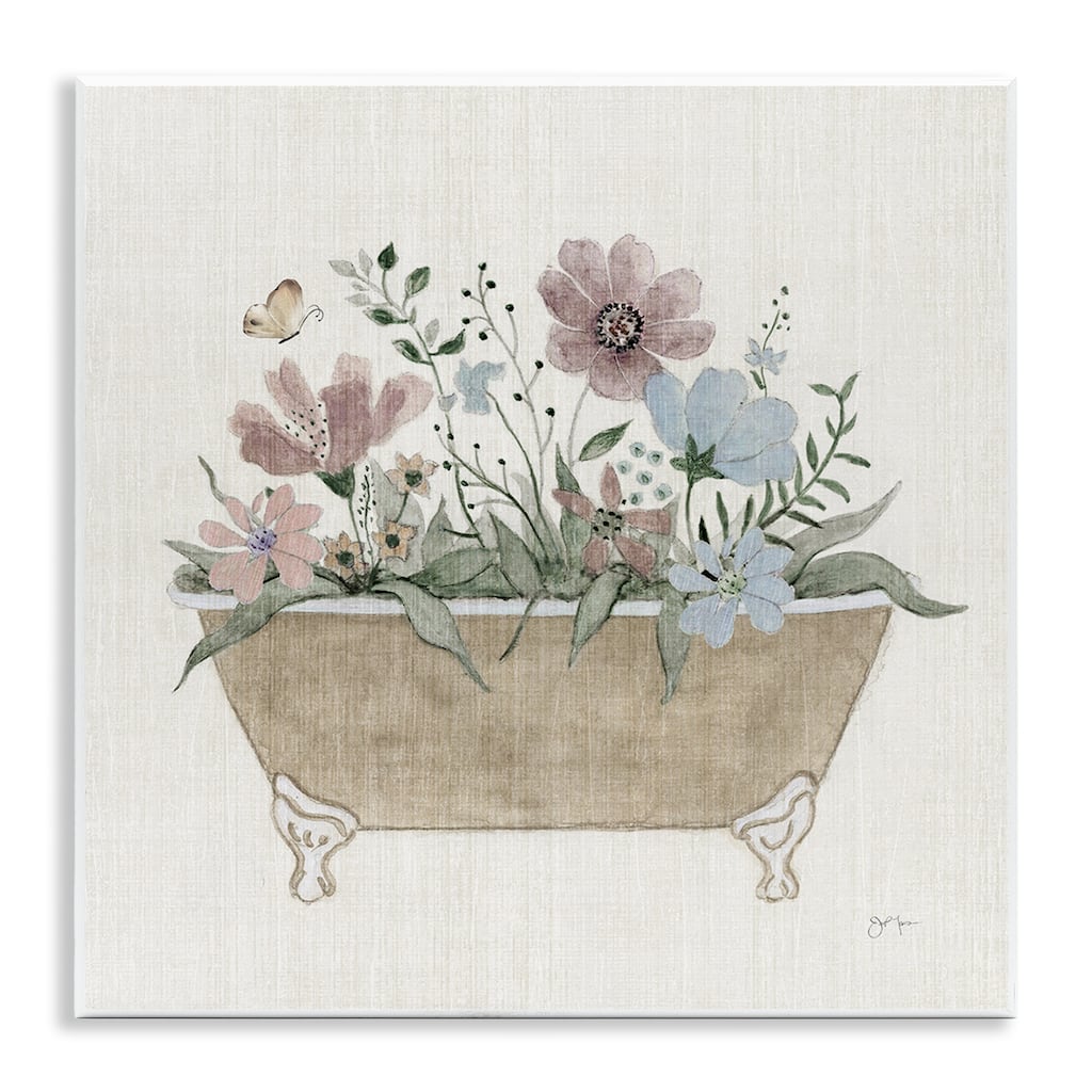 Stupell Cottage Florals in Bathtub Wall Plaque Art Design By Janet Tava