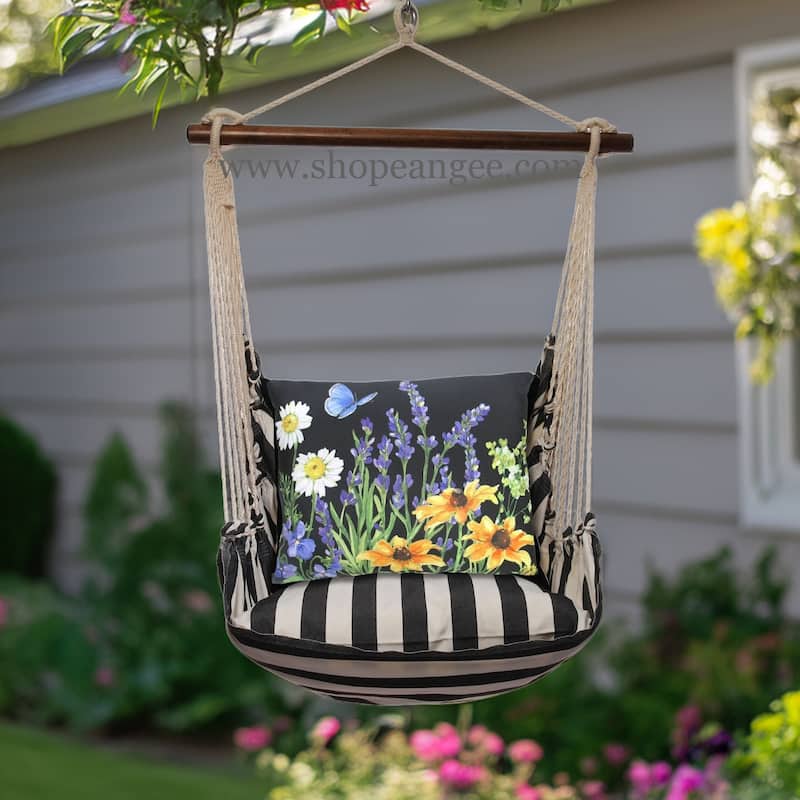Magnolia Casual Swing Set 4 piece - True Black Stripe w/ Garden Meadow 1