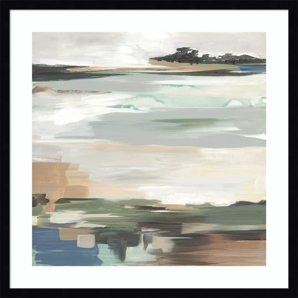 Tranquil Shoreline Reflections No. 1 by Lera Wood Framed Wall Art Print
