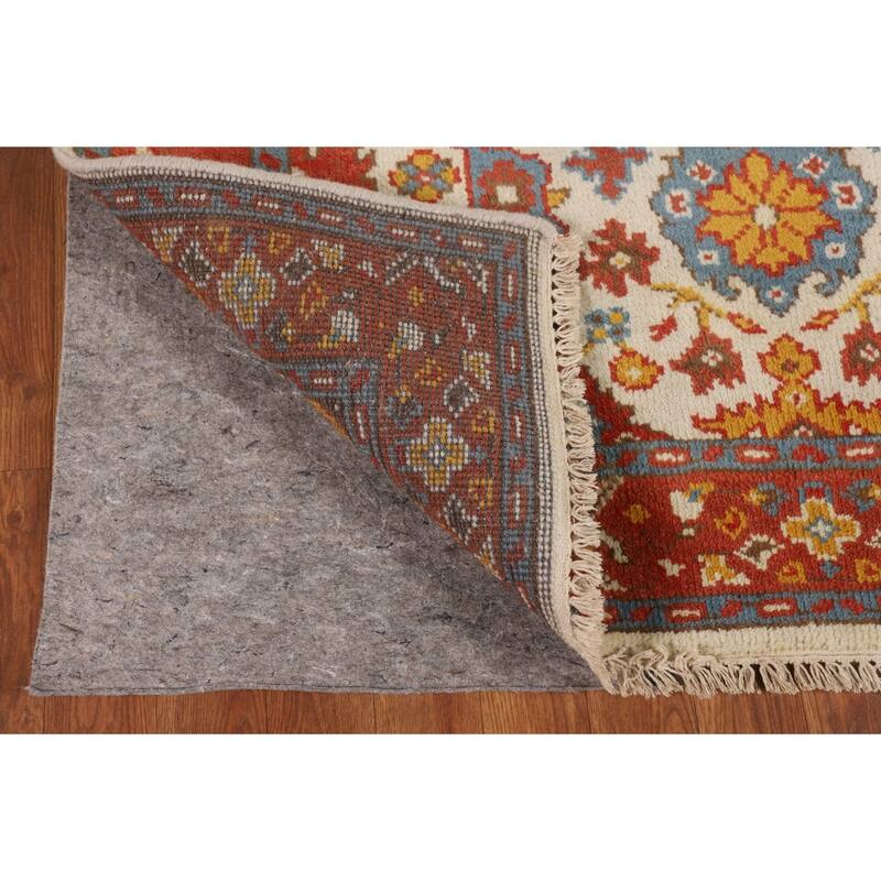 Beige / Ivory Oushak Oriental Accent Rug Hand-Knotted Wool Carpet - 4'0" X 5'11"