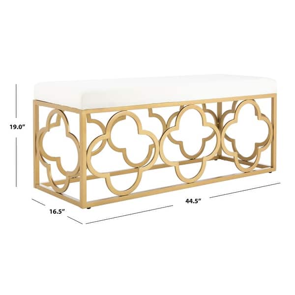 dimension image slide 1 of 4, SAFAVIEH Fleur Moroccan Glam Velvet Rectangle Bench - 44.5" x 16.5" x 19"