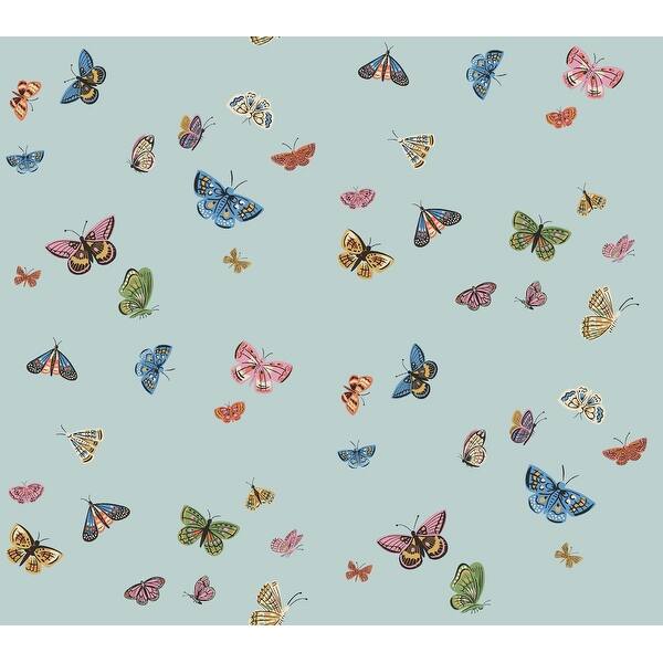 slide 2 of 7, Rifle Paper Co. Butterfly House Light Blue Peel and Stick Wallpaper