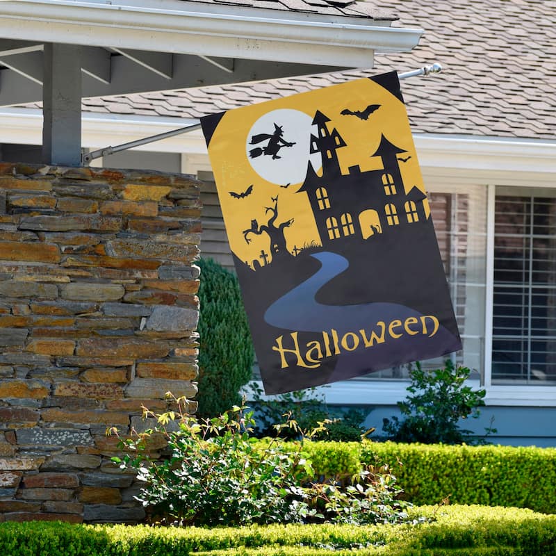 Pumpkins and Ghost Spooky Halloween Outdoor House Flag 28" x 40"