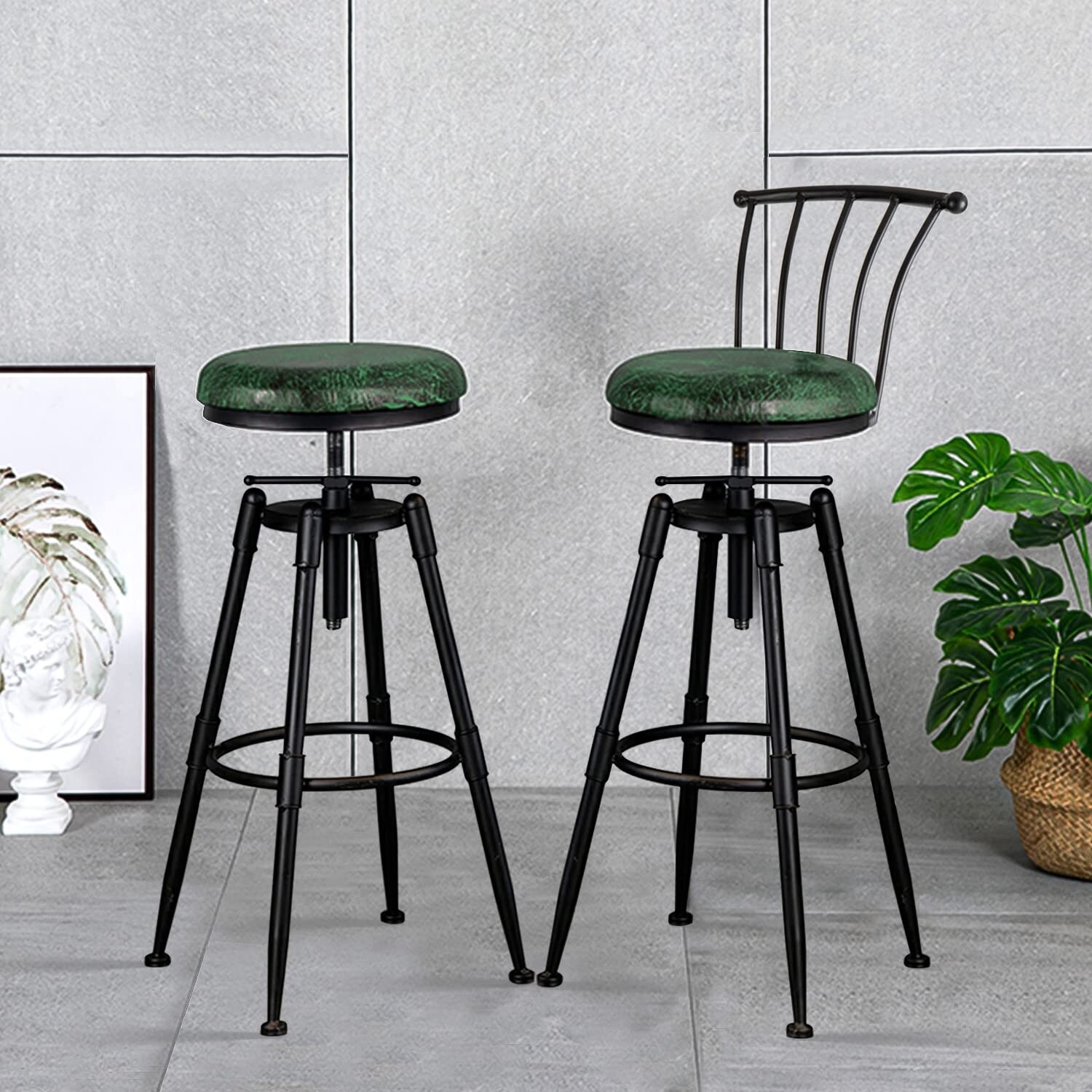 Bar Chair(Set of 2) Vintage Industrial Bar Stool-Farmhouse Swivel