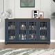 preview thumbnail 1 of 34, 63" Vintage Style Wood Kitchen Accent Buffet Sideboard Cabinet - 63" in Width Blue