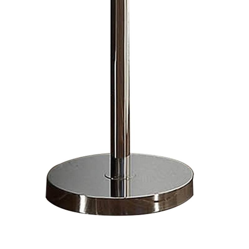 Indi 60 Inch Floor Lamp, 3 Drum Fabric Shade, Round Metal Base, Silver