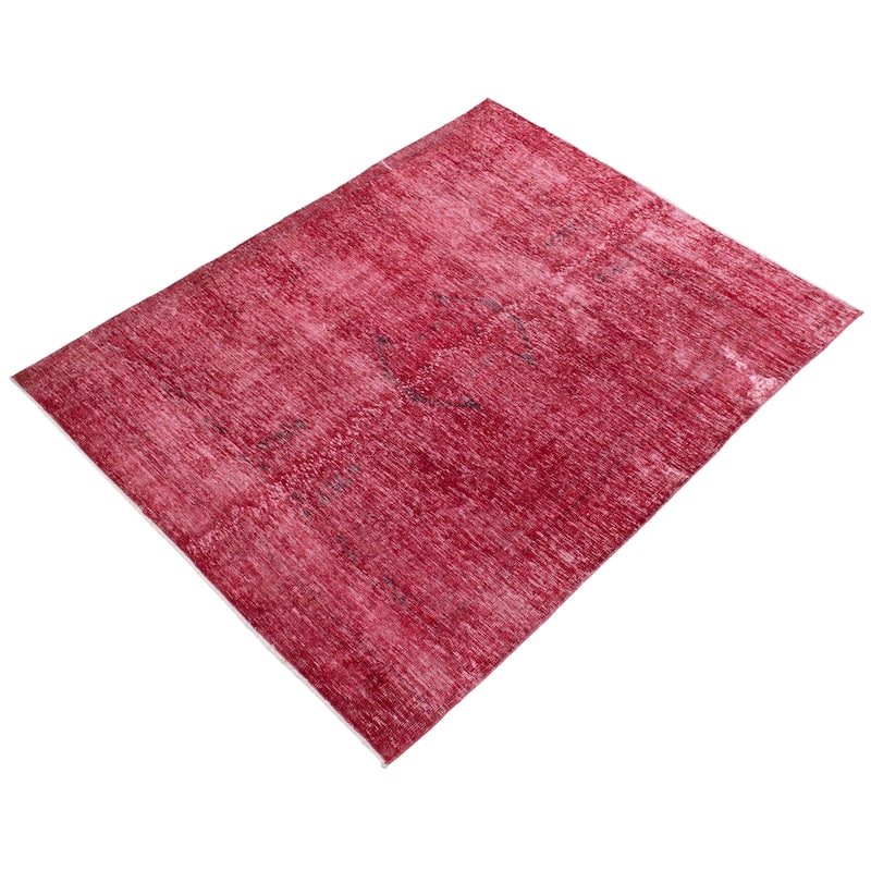 ECARPETGALLERY Hand-knotted Color Transition Dark Red Wool Rug - 6'9 x 8'2