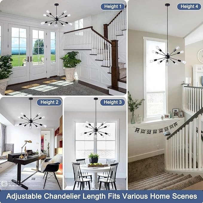 10-Light 23.54-inch Sputnik Chandelier Light for Kitchen Island Study