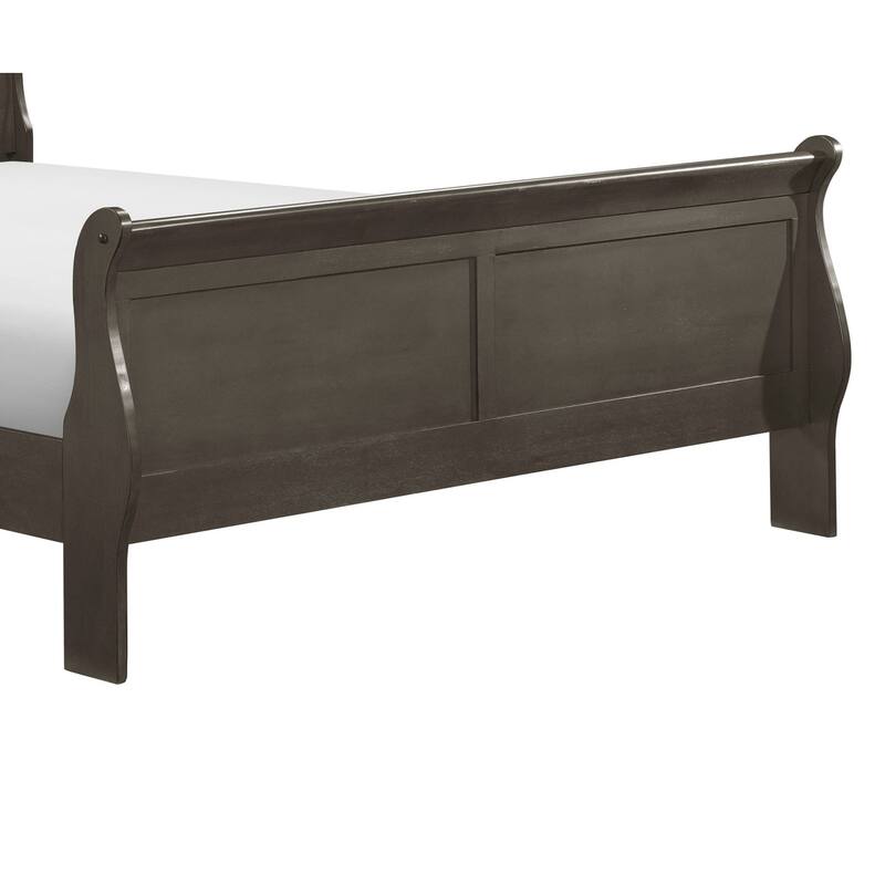 Traditional Queen Size Sleigh Bed with Stained Gray Finish
